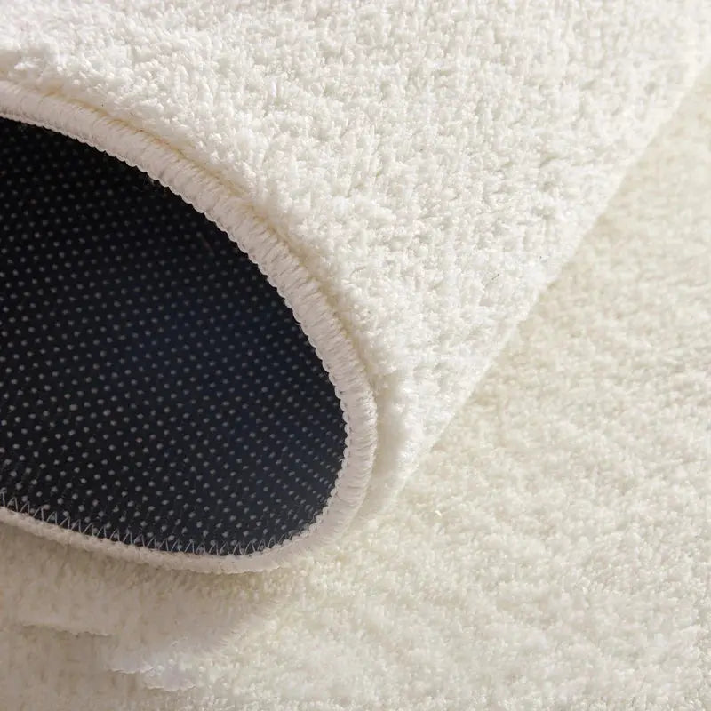 Fluffy Cream Style Anti-Slip Floor Rug for Living Room and Bedroom Decor