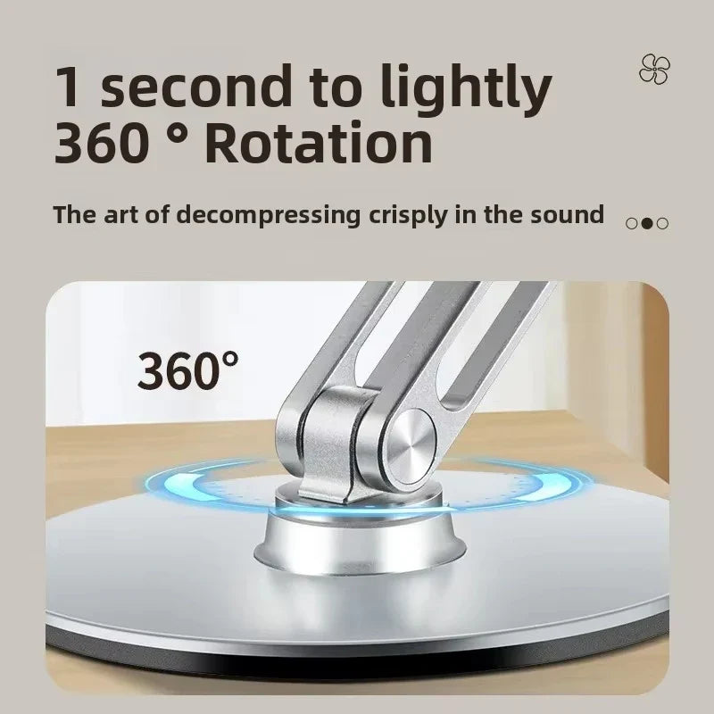 USB Rechargeable Aluminum Mini Fan with 360° Rotation, Foldable Stand and 3 Speed Control for Desktop and Travel