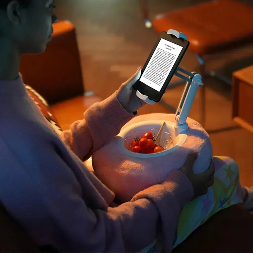 Plush Pillow Style Device Stand with Adjustable Angle Support for Hands Free Viewing at Home