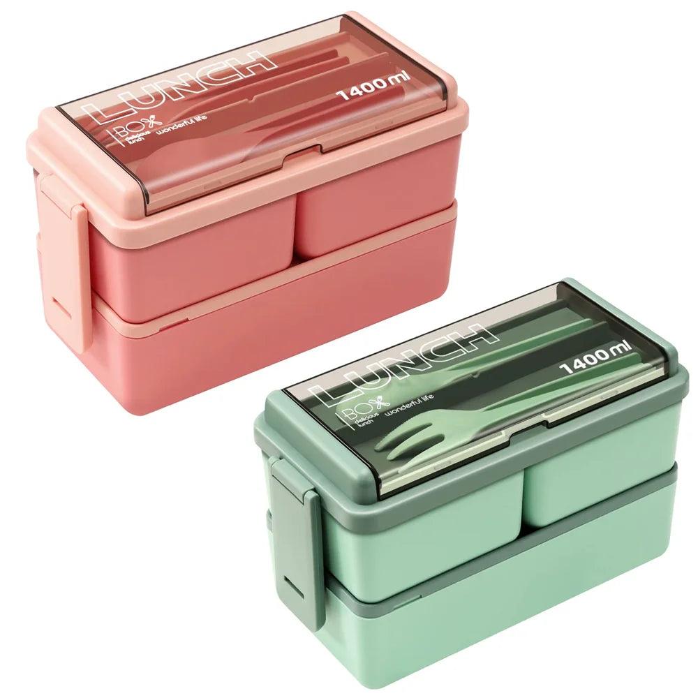 1400ml Double-Layer Bento Box – 2-Tier Lunch Box