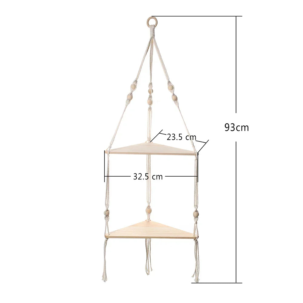 Wood Triangle Floating Wall Shelf for Corner Decor