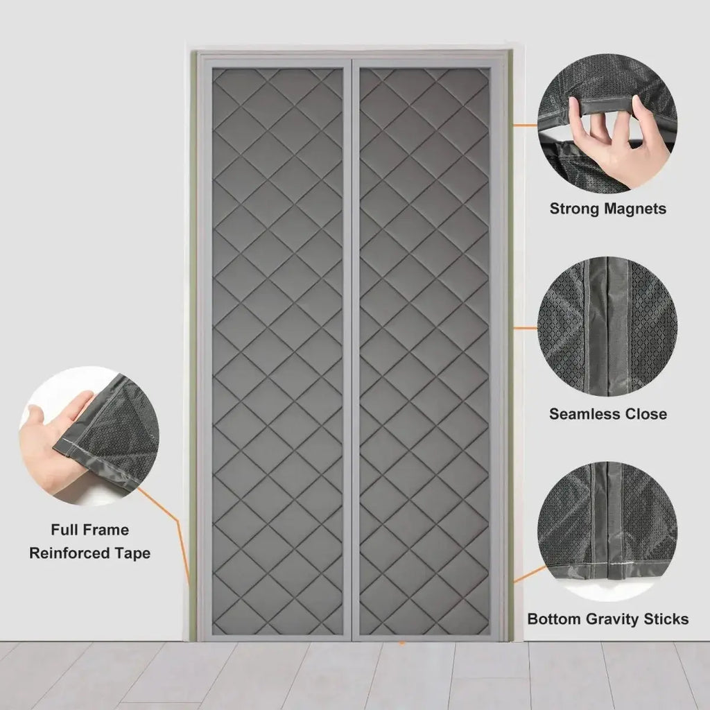 Waterproof Coldproof Door Curtain with Thick Cotton Layer and Self-Closing Magnetic Design for Winter Home Use