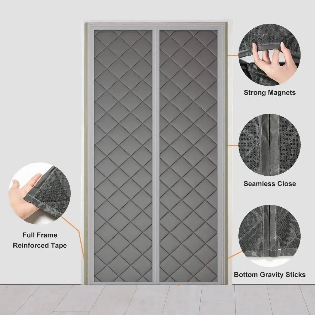 Waterproof Coldproof Door Curtain with Thick Cotton Layer and Self-Closing Magnetic Design for Winter Home Use