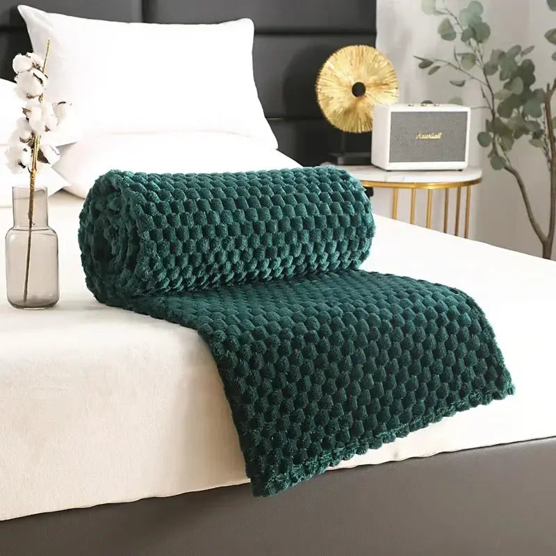 3D Clouds Jacquard Silky Flannel Fleece Blanket with Lightweight All-Season Comfort for Home and Office Use