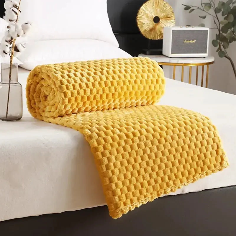 3D Clouds Jacquard Silky Flannel Fleece Blanket with Lightweight All-Season Comfort for Home and Office Use