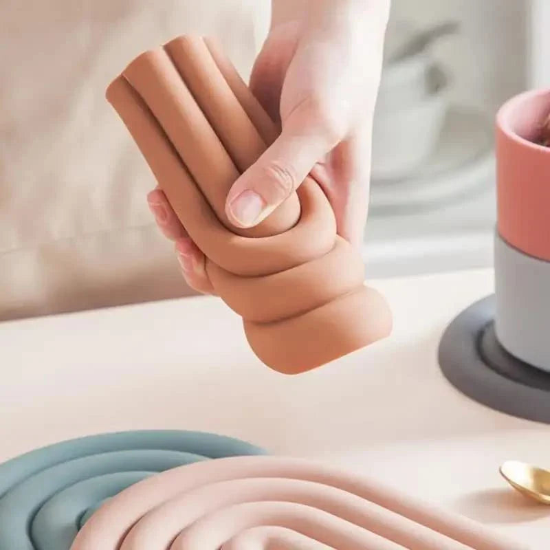 Rainbow Silicone Trivet Mat Set with Heat Resistant Non Slip Design for Pots Cups and Kitchen Tables