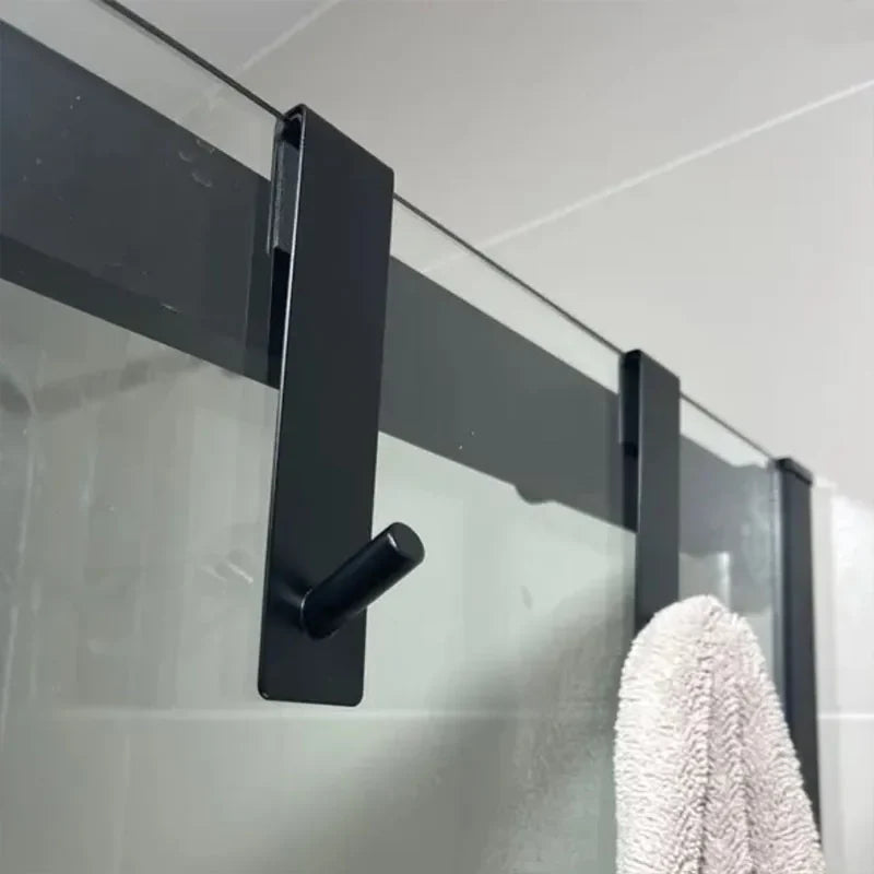 2 Pcs Stainless Steel Shower Door Hooks with S Shape Hanging Design for Towels and Bathrobes