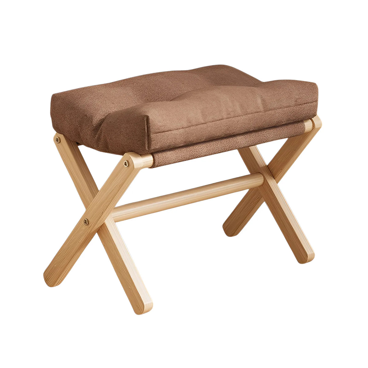 Solid Wood Folding Footstool with Cotton Cushion for Entryway, Shoe Changing, or Sofa Rest