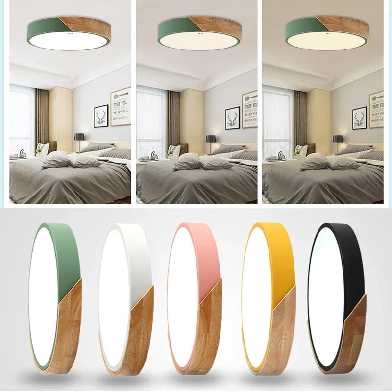 Nordic-Style Wooden LED Ceiling Light