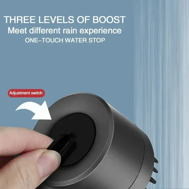 3-Mode Filtered Shower Head with 59-Inch Hose and Brush Accessory for Bathroom Shower Use (Included Single Nozzle with Brush + 1.5-meter Hose +