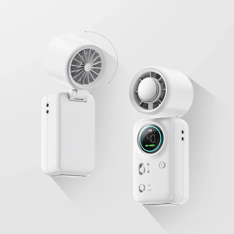 Portable 100-Speed Mini Cooling Fan with LED Display and 4000mAh USB Rechargeable Design for Travel