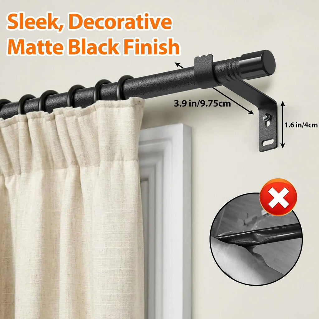 Adjustable Curtain Rod with Smooth Iron Segments and Brackets for Small Windows