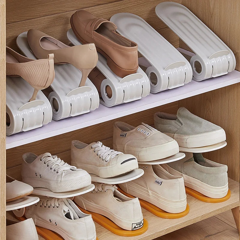 Adjustable Shoe Slot Organizer with Double Layer Design for Space Saving Closet Storage