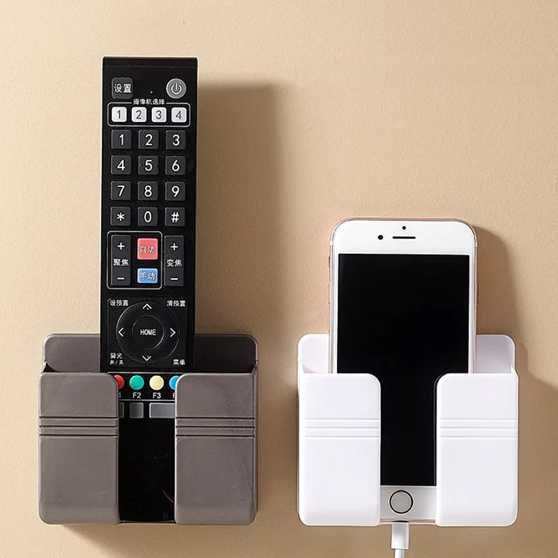 3 Pcs Wall Device Holder with Adhesive Storage Box Design for Phones Remotes and Charging Plugs