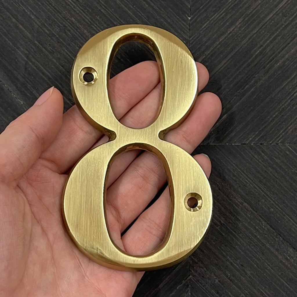 Polished Brass House Numbers with Curved Design for Door and Address Display