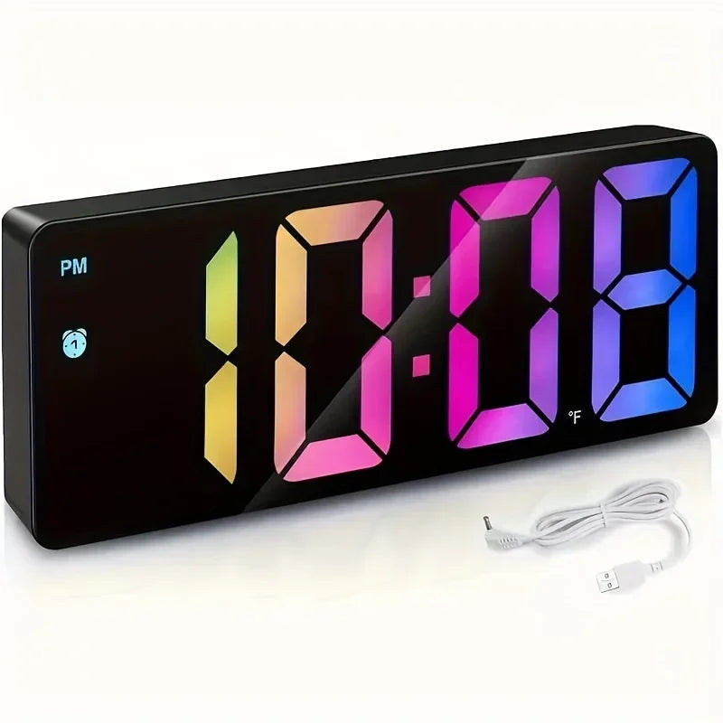 Digital LED Mirror Alarm Clock with Temperature Display and Dual Power Modes for Bedroom and Desk Use