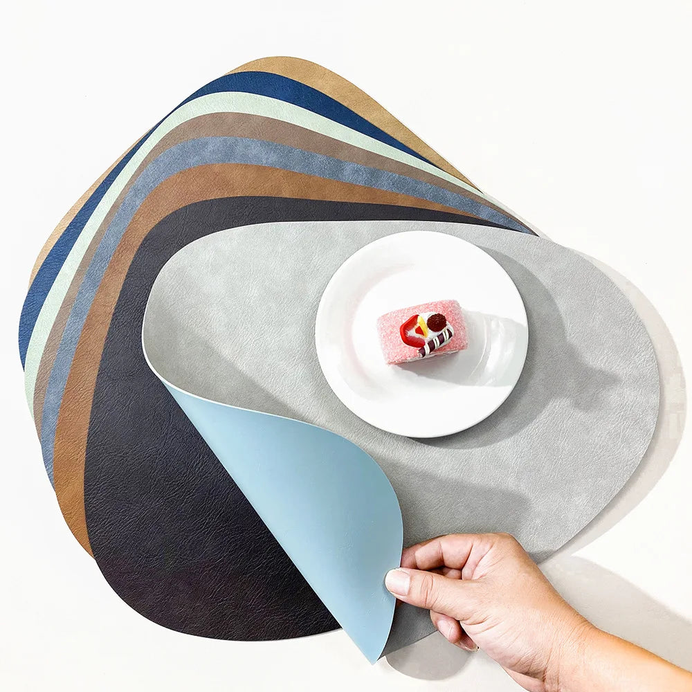 NordicDrop Faux Leather Placemats - Sleek, Easy-Care Dining Mats