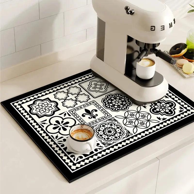 Absorbent Coffee Mat Quick Dry Countertop Dish Drying Pad for Coffee Bar and Kitchen Use