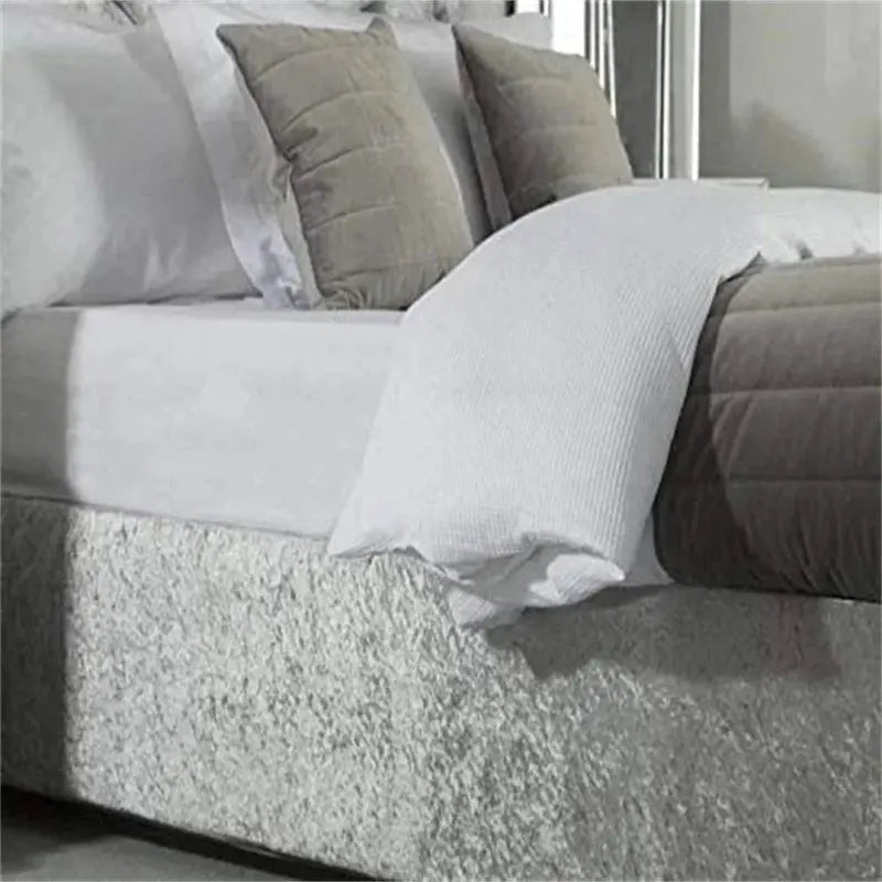 Crushed Velvet Bed Skirt Extra Deep Fully Elasticated Wrap Valance for Divan Frame