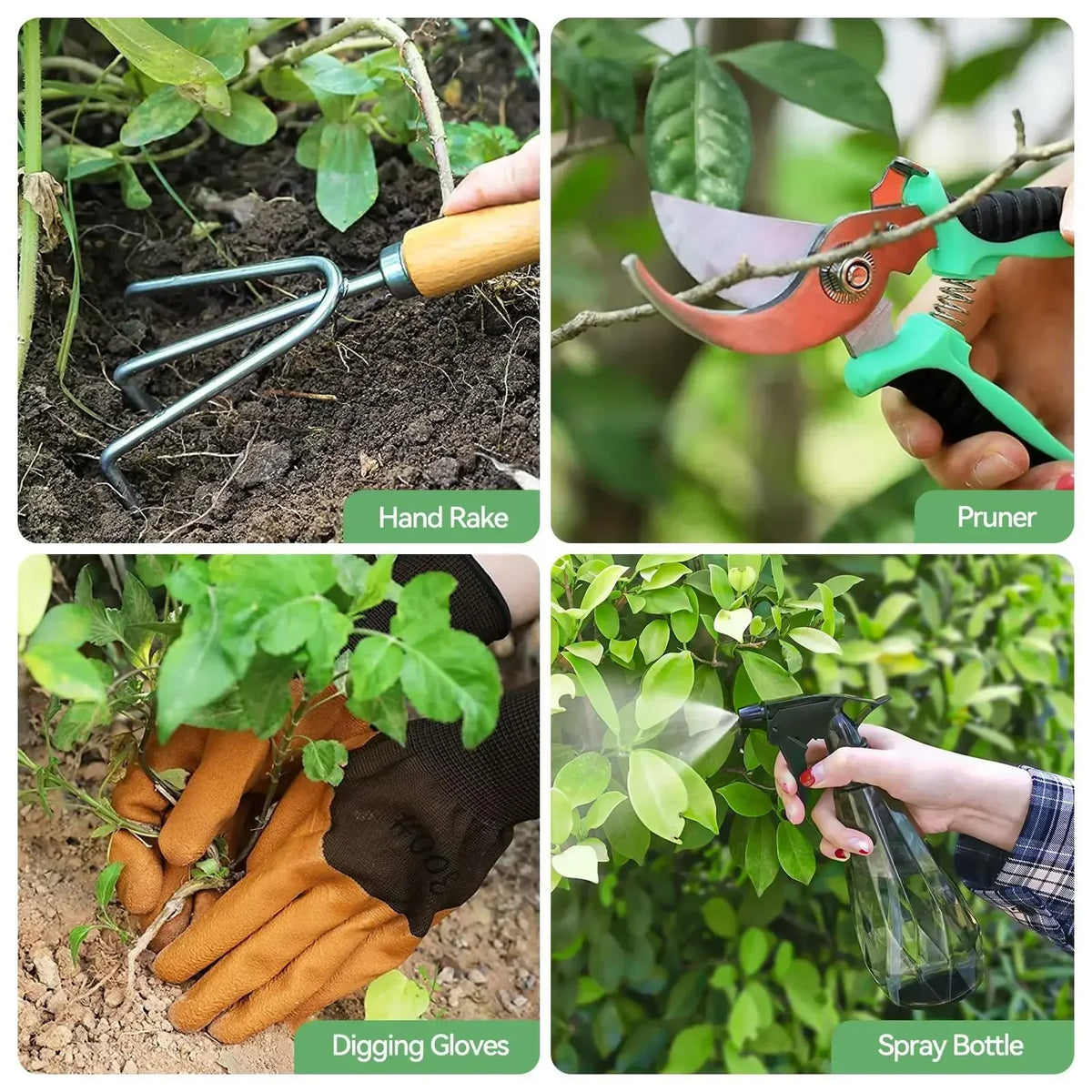 9 Piece Gardening Tool Set with Durable Hand Tools and Organizer Bag for Outdoor Garden Use (Kraft Paper Box)