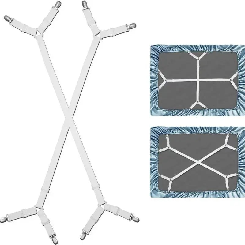 Adjustable Bed Sheet Fastener Straps with High Elastic Crisscross Design for Secure Bedding