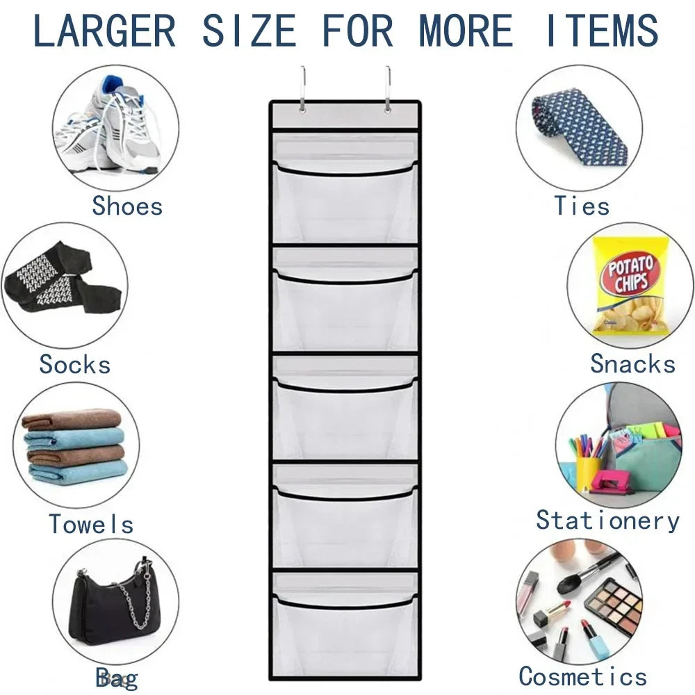 Over Door Hanging Shelf Organizer with 5 Pockets Storage