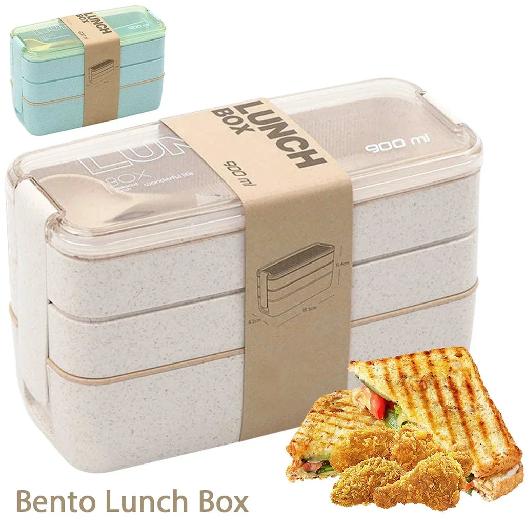 EcoStack 3-Tier Wheat Straw Lunch Box — Eco-Friendly, Stacked Lunch Organizer for Fresh Meals