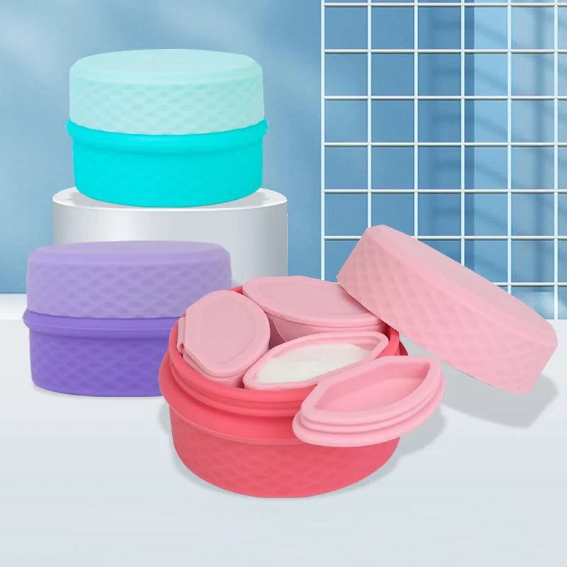 3-in-1 Cosmetic Storage Box with Silicone Travel Containers for Toiletries Jewelry and Small Items