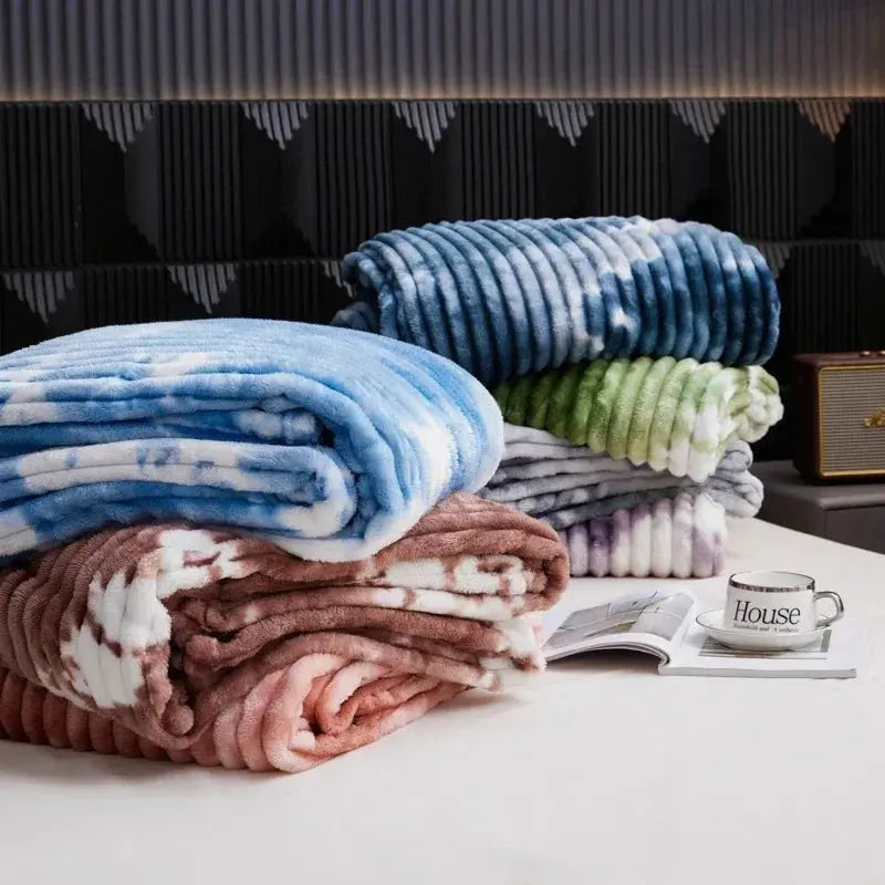 Tie Dye Flannel Fleece Blanket with Soft Thick Design for Everyday Home Comfort