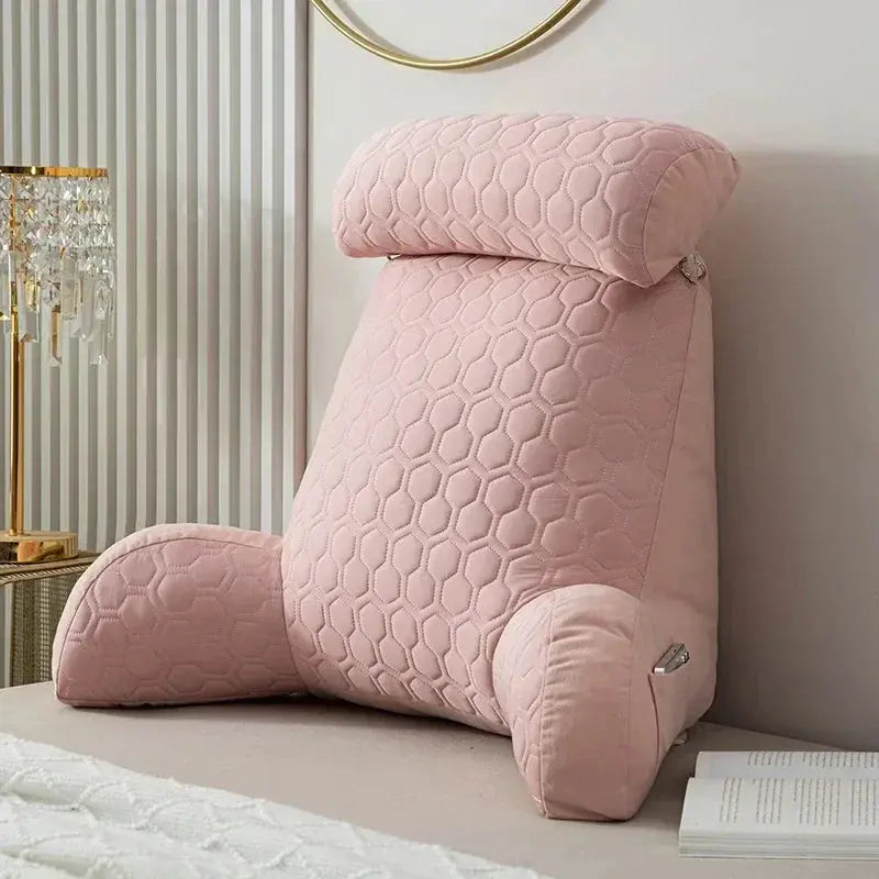 Silk Reading Lounge Cushion with Side Pockets and Washable Cover