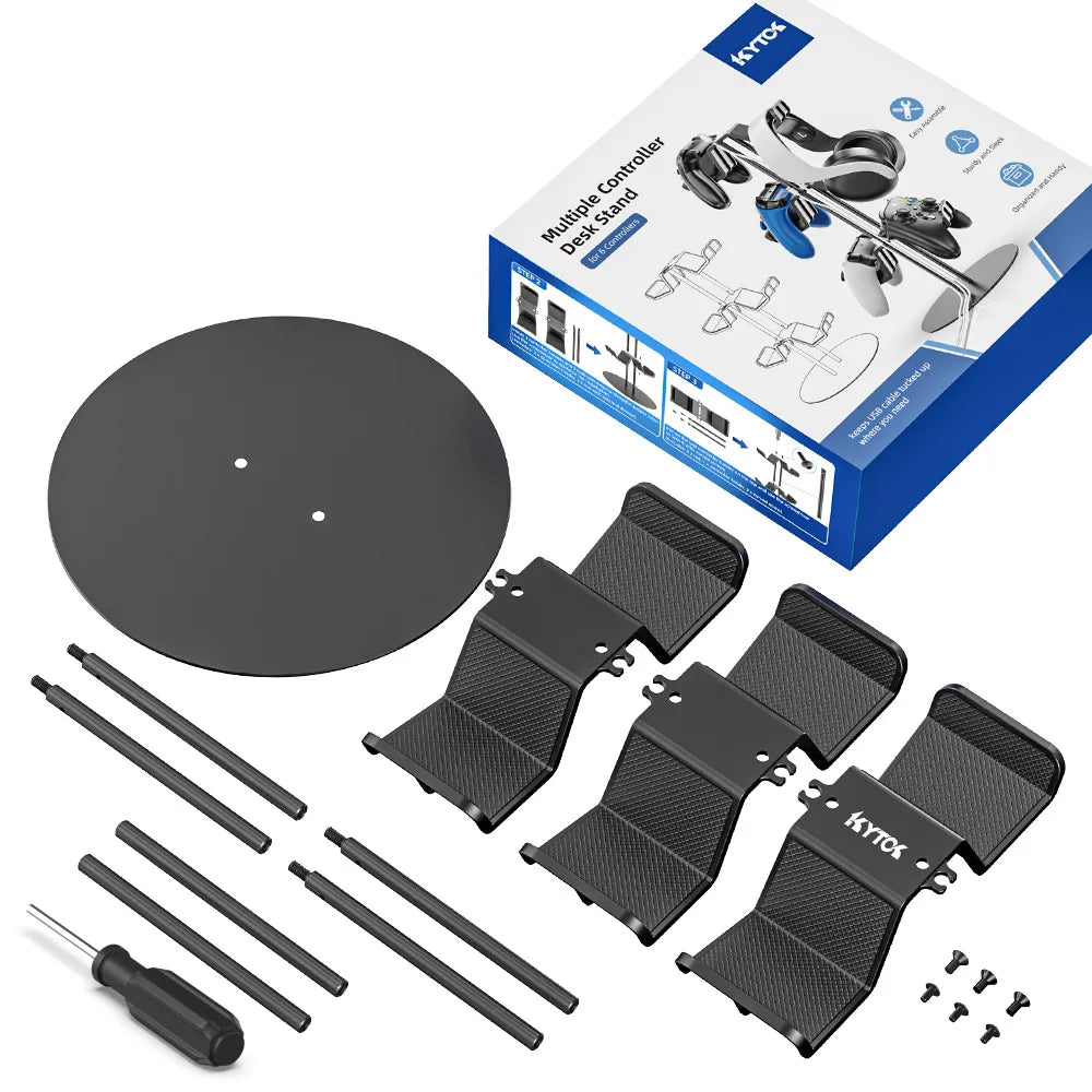 Controller Stand Organizer with Plastic Gamepad and Headphone Display Rack for PlayStation and Xbox Accessories