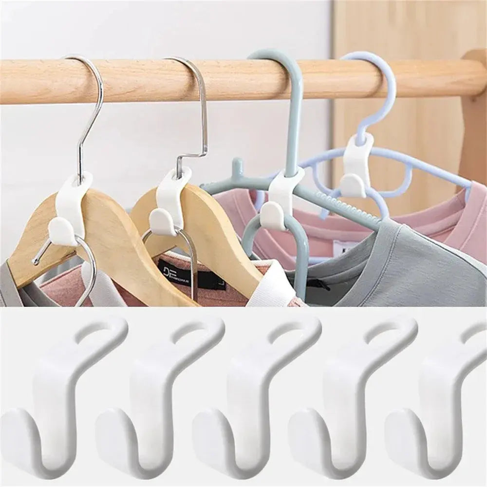 Mini Hanger Connector Hooks with Cascading Design for Wardrobe Space Saving Storage