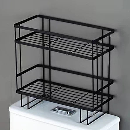 No Drill Over Toilet Storage Shelf with 2 Tier Design for Bathroom Essentials, Towels, and Toiletries