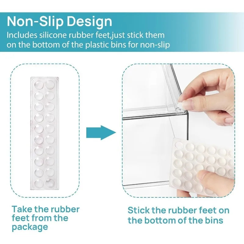 Stackable Storage Drawer Set Clear Plastic Organizer Bins for Vanity Bathroom Cabinet and Countertop Storage