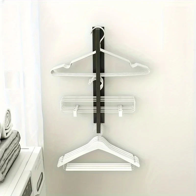 Magnetic Hanger Storage Rack with Wall Mounted Space Saving Design for Laundry and Closet Organization