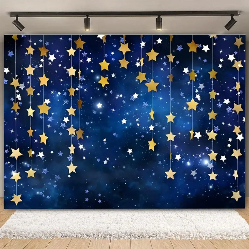 Galaxy Starry Sky Backdrop Vinyl Photo Background with Space Planet Design for Events Photography and Room Decor