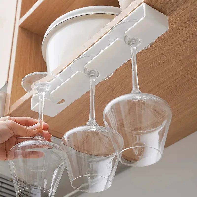 Under Cabinet Wine Glass Rack Hanging Stemware Holder