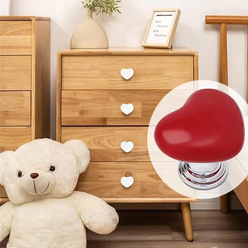 2 Pcs Heart Shaped Toilet Flush Handle with Decorative Press Button Design for Bathroom Tank Use
