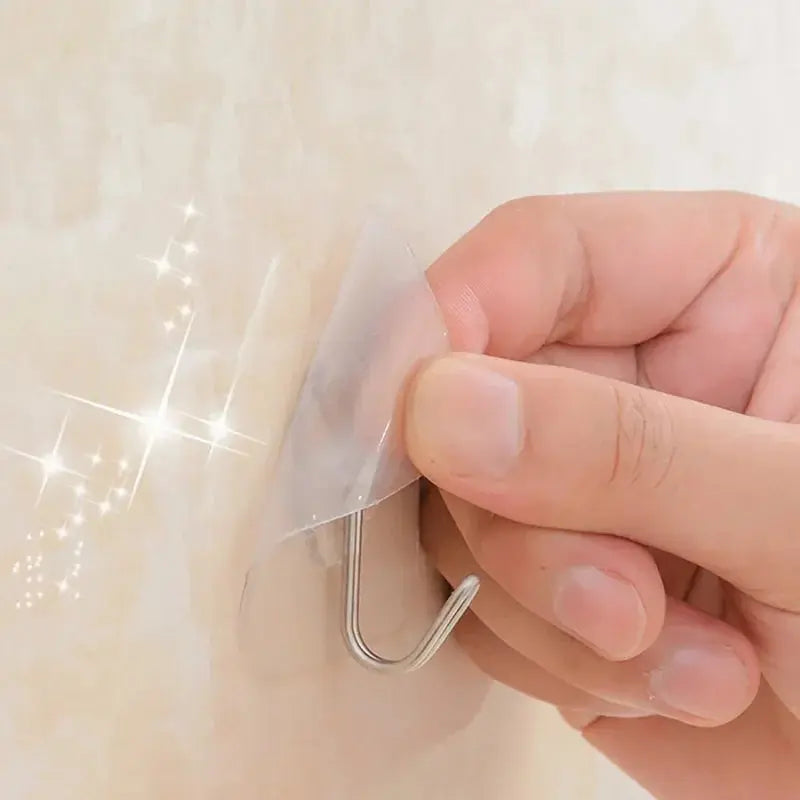 10Pcs Transparent Self Adhesive Wall Hooks for Kitchen Bathroom