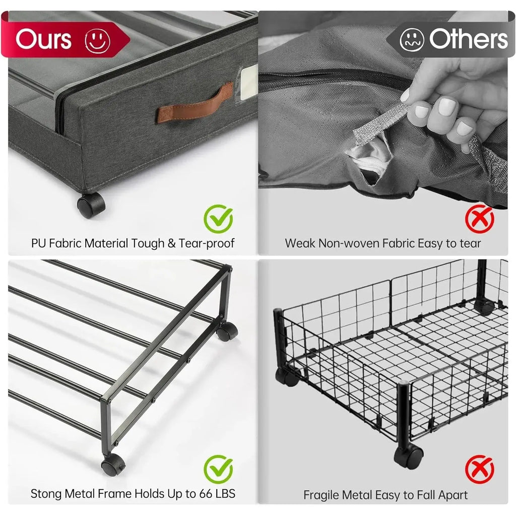 Rolling Under Bed Storage Drawer with Wheels for Clothes