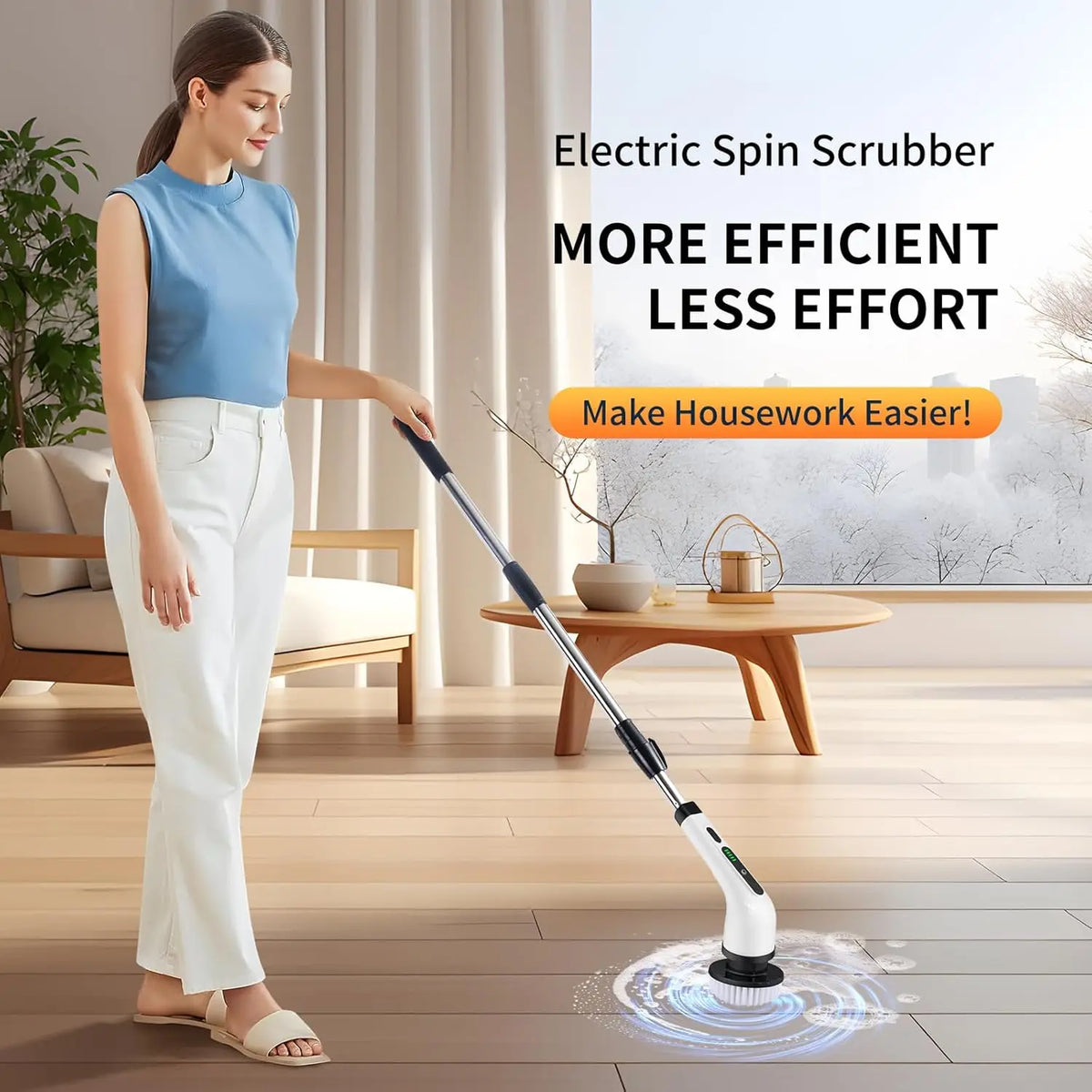 Electric Rotating Floor Scrubber Rechargeable Cleaning Brush with 9 Heads Dual Speed for Bathroom Kitchen and Floor Use