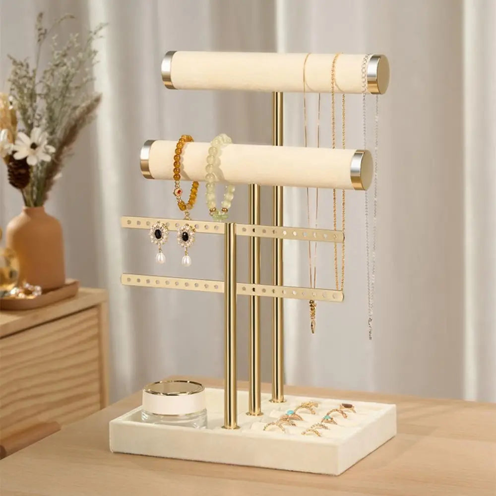 3 Tier Bracelet Holder Stand with Velvet T Bar Design for Jewelry Organization and Display