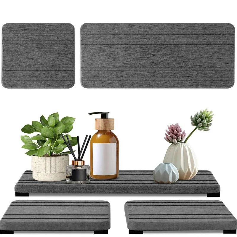 3Pcs Sink Tray Water Absorbent Stone Holder for Soap Sponge and Bathroom Kitchen Counter Use