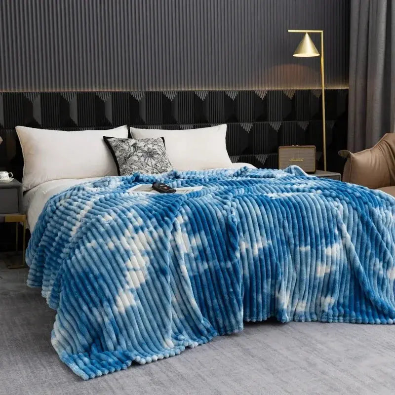 Tie Dye Flannel Fleece Blanket with Soft Thick Design for Everyday Home Comfort