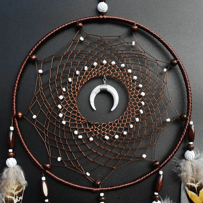 Vintage Feather Dream Catcher Handmade Wall Hanging with Tassel Design for Bedroom Boho Decor and Festival Use