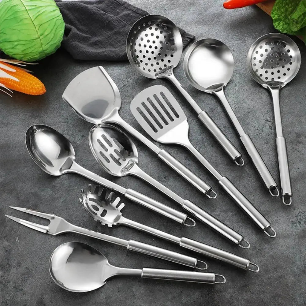 Stainless Steel Wok Spatula Set with Long Handle Rice Spoon and Ladle Cooking Tools