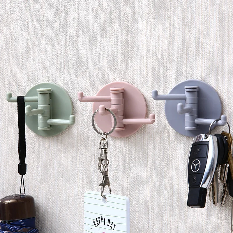 3 Pcs Rotating Adhesive Wall Hooks with Strong Hold for Kitchen, Bathroom, Closet and Home Organization