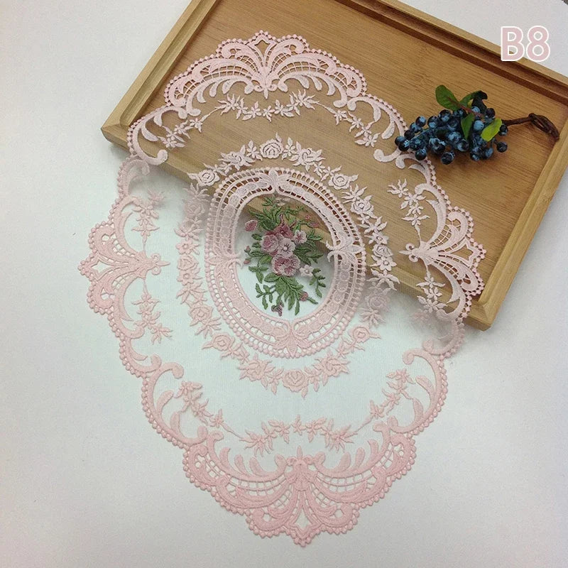 Embroidered Round Lace Table Mat Elegant Decorative Table Cover for Dining Table Party Wedding Decor