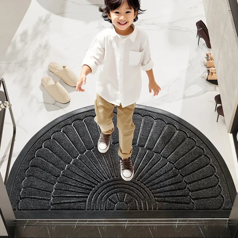 Durable Semicircular Door Mat for Indoor and Outdoor Entrances, Non-Slip Front Door Rug for Entryways, Porch, or Home