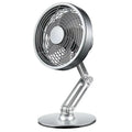 USB Rechargeable Aluminum Mini Fan with 360° Rotation, Foldable Stand and 3 Speed Control for Desktop and Travel
